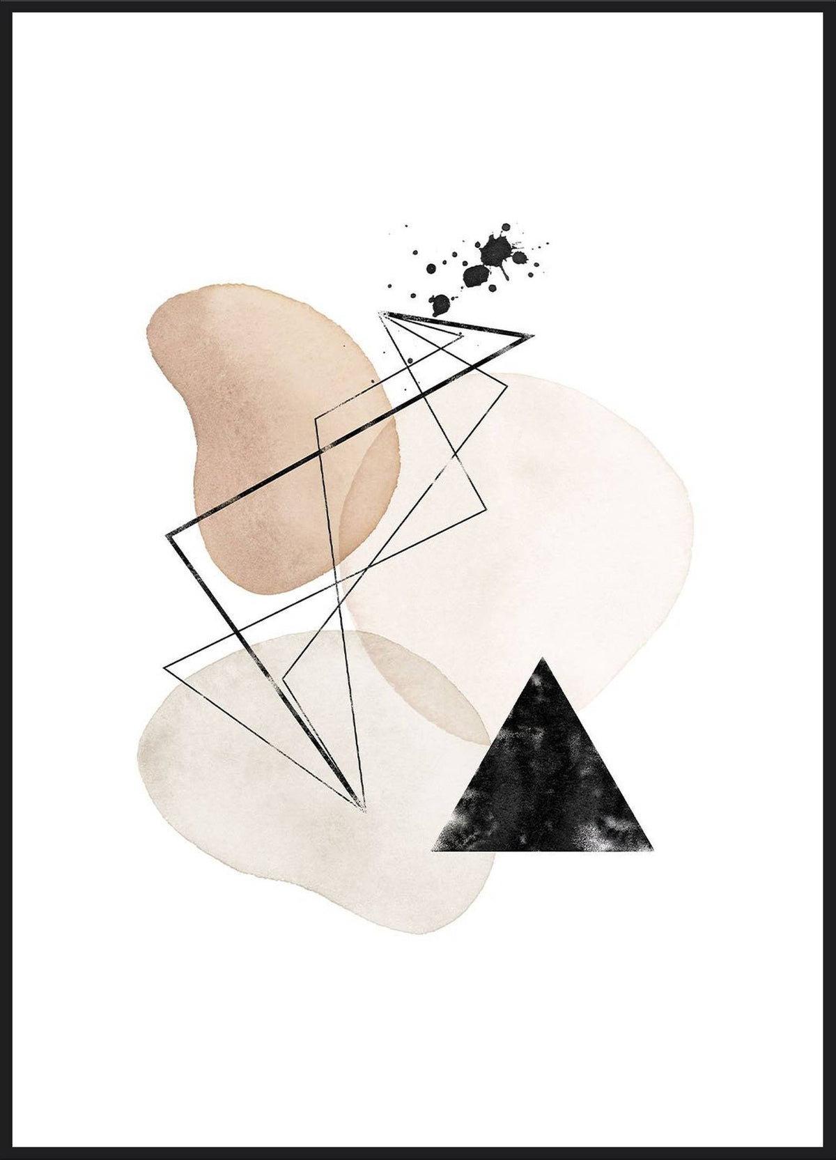 Lines Poster – abstrakte Formen in Beige und Schwarz mit feinen Linien und Dreiecken