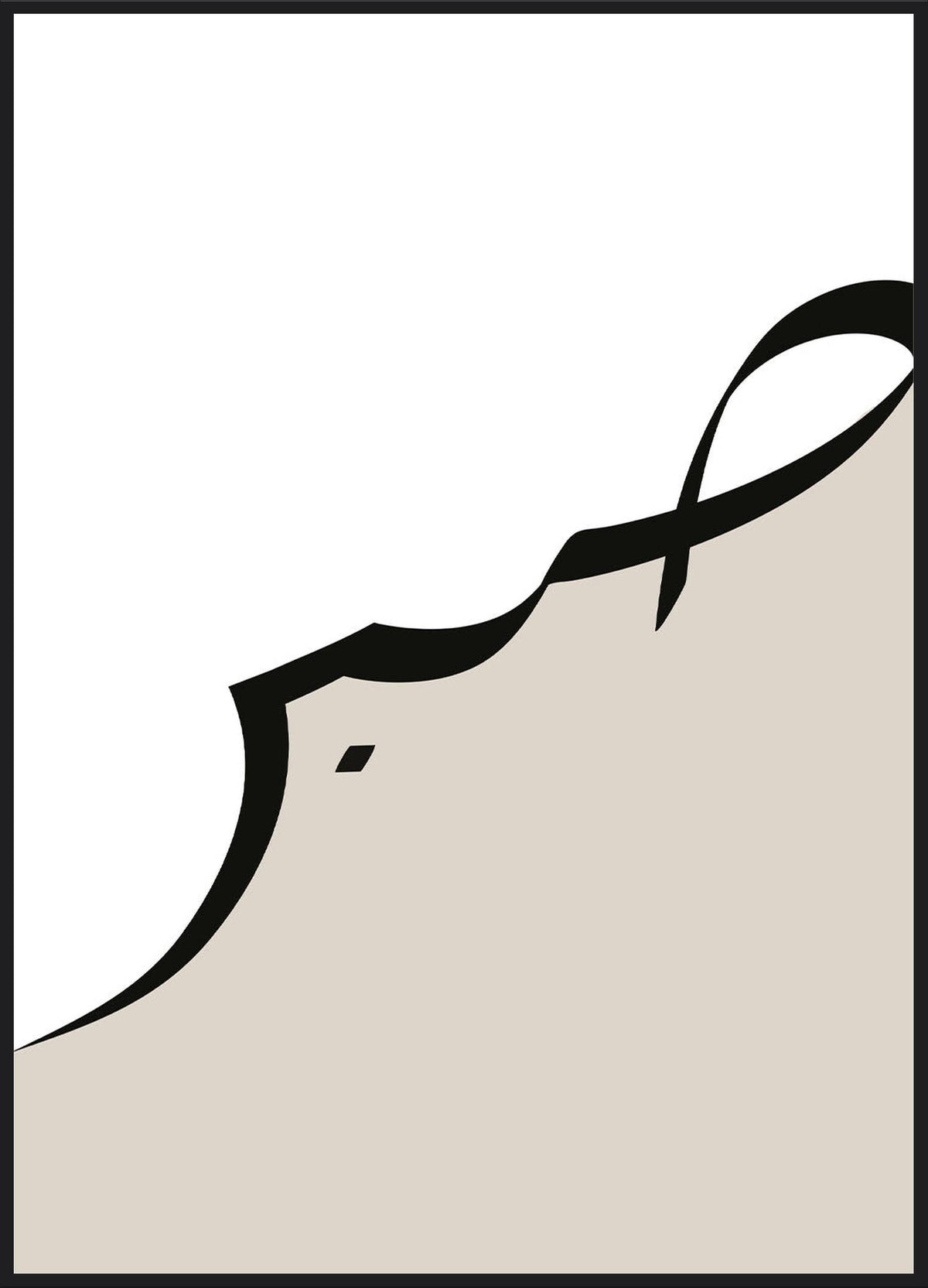Sabr Poster – große arabische Kalligrafie in Schwarz auf sandfarbener Fläche, minimalistisch